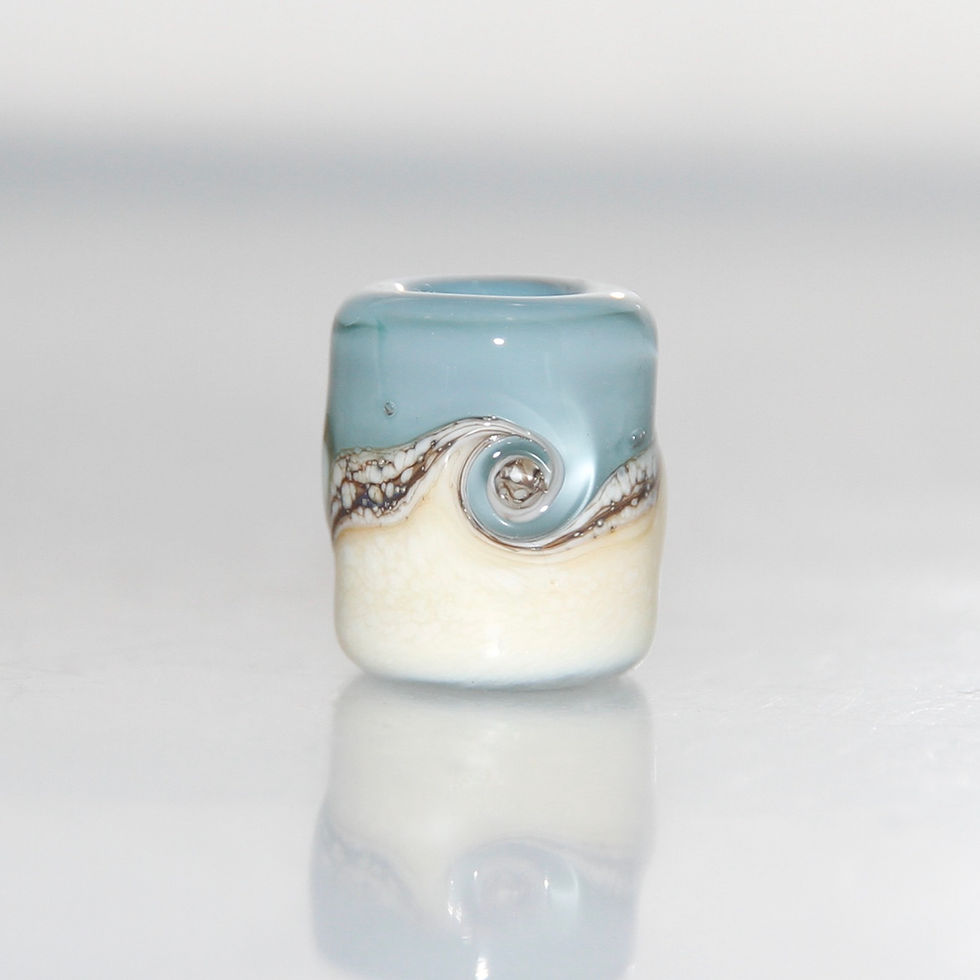 Thumbnail: Duck Egg Blue Beach Wave Small Glass Dreadlock Bead 5.5mm Hole