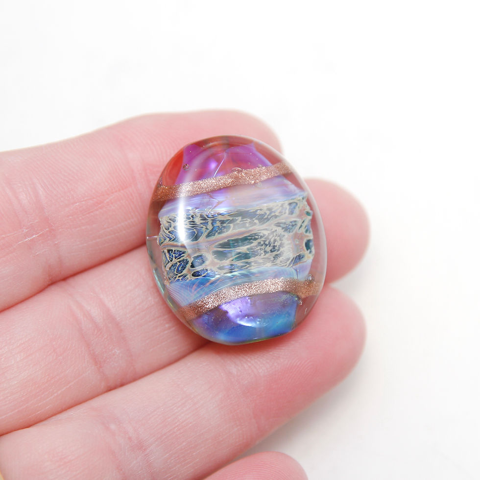 Thumbnail: Pink and Blue Rivers Lampwork Glass Focal Bead