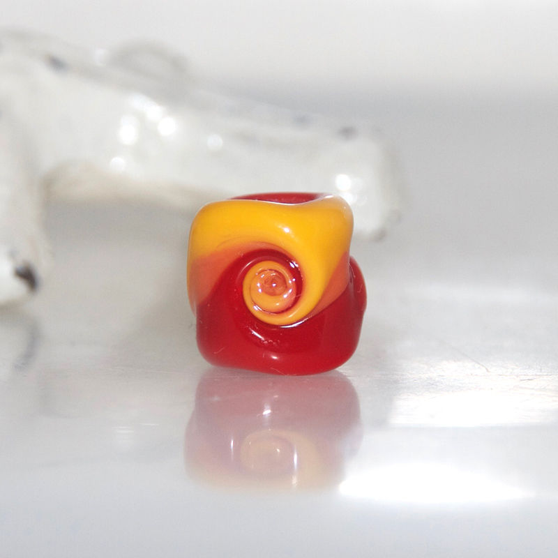 Thumbnail: Red Orange Yellow Swirl Dread Bead 5.5mm Hole