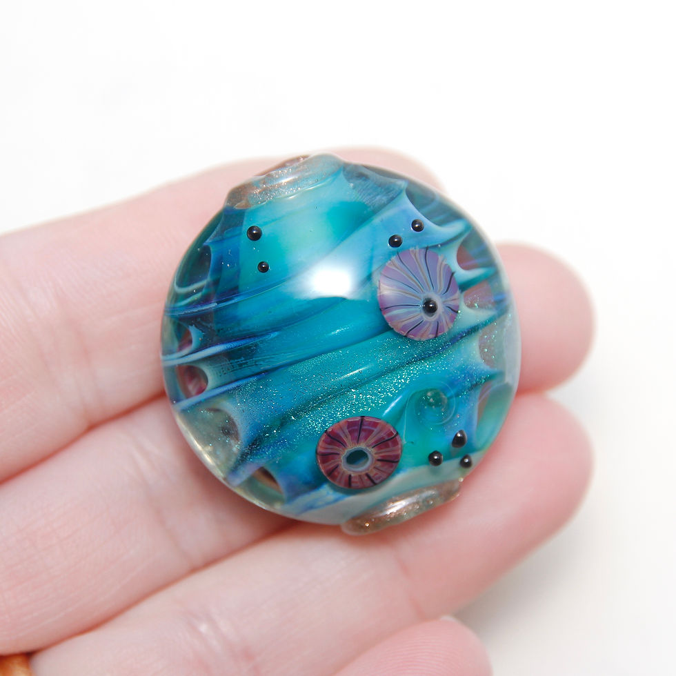 Thumbnail: Oceanic Sea Lentil Lampwork Glass Focal Bead