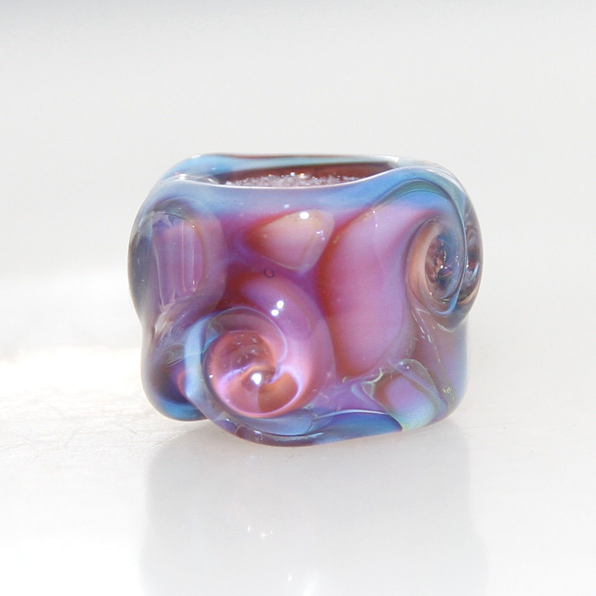 Purple Blue Jelly Pools Swirl Glass Dreadlock Bead 7mm Hole