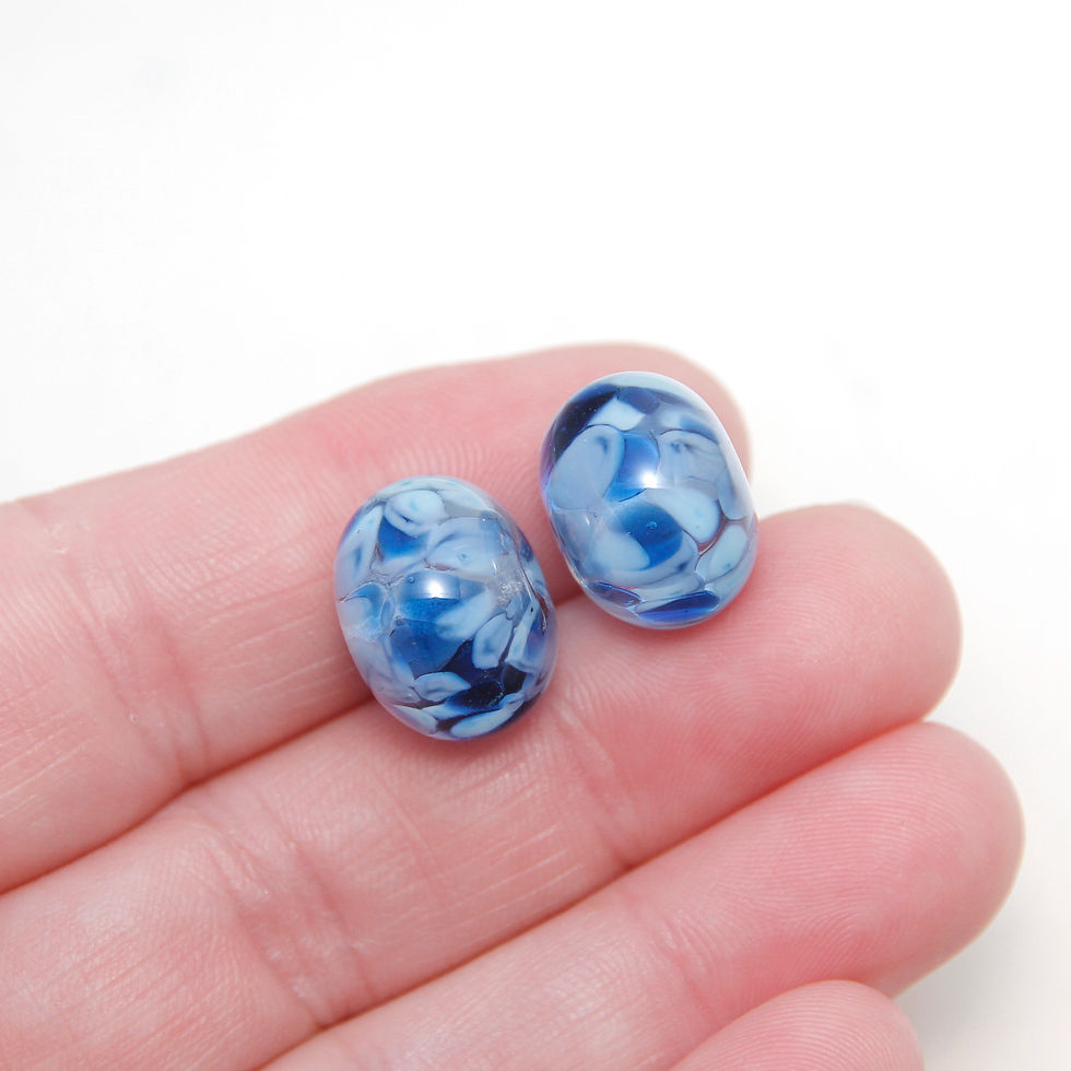 Thumbnail: Speckled Blues Lampwork Glass Bead Pair