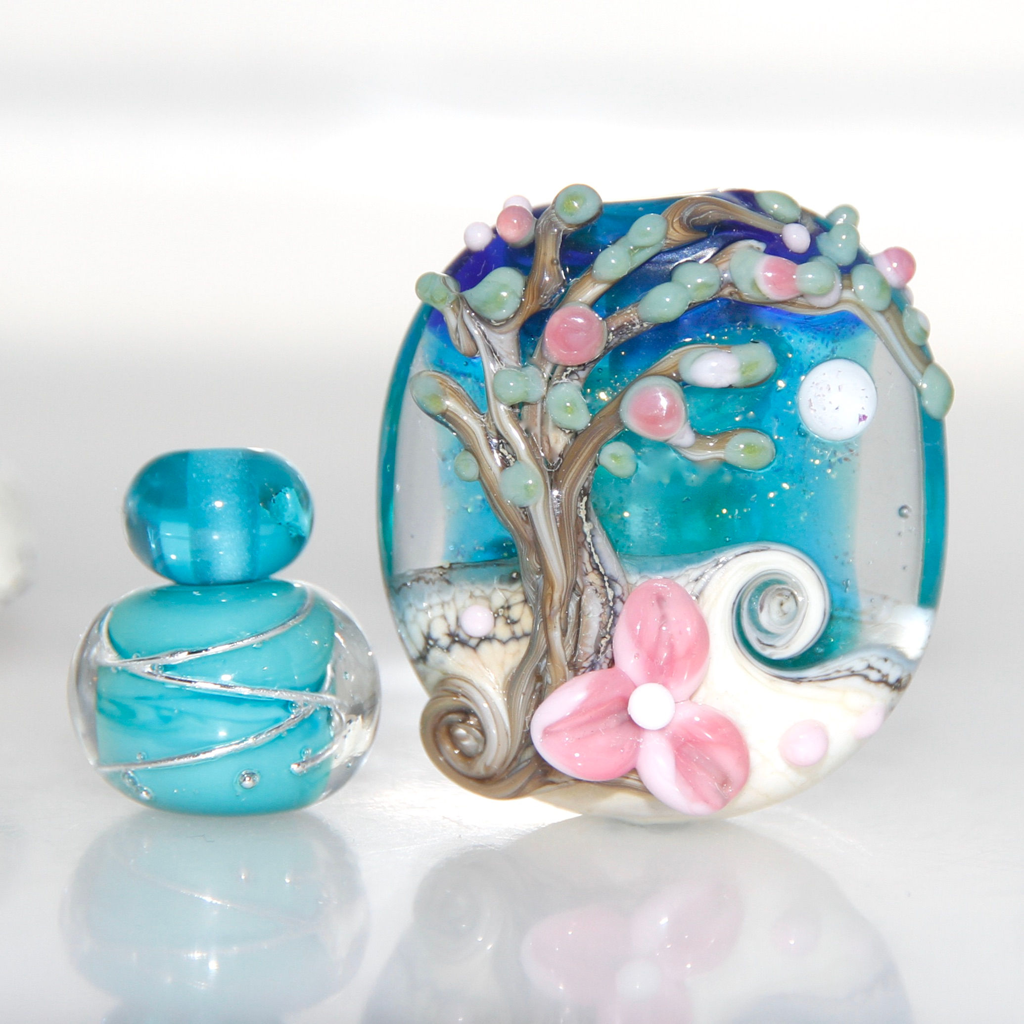 Moonlight Beach Focal Lampwork Glass Bead