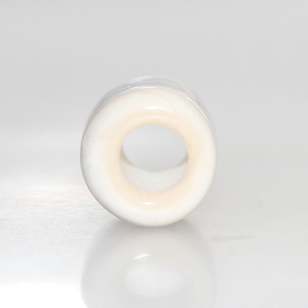 Thumbnail: Organic Ivory Green and Dusty Mauve Glass Dreadlock Bead 5mm Hole