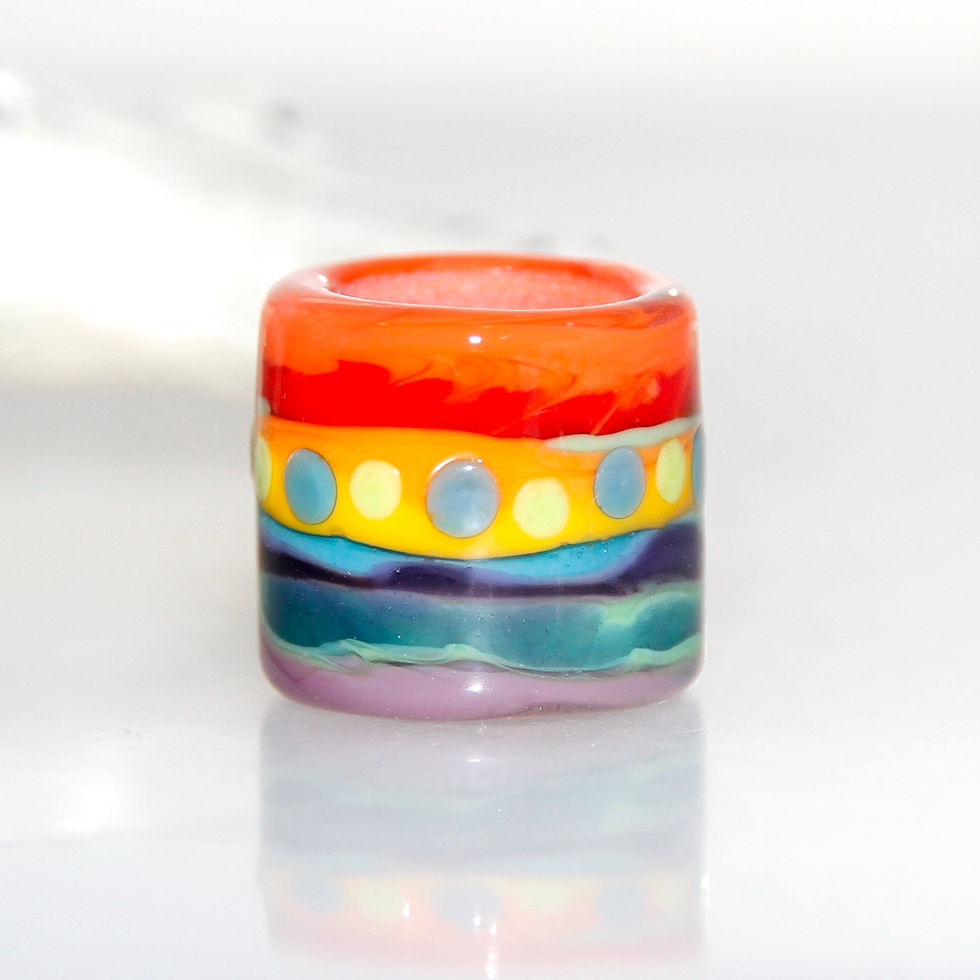 Thumbnail: Patterned Rainbow Dread Bead 10.5mm Hole
