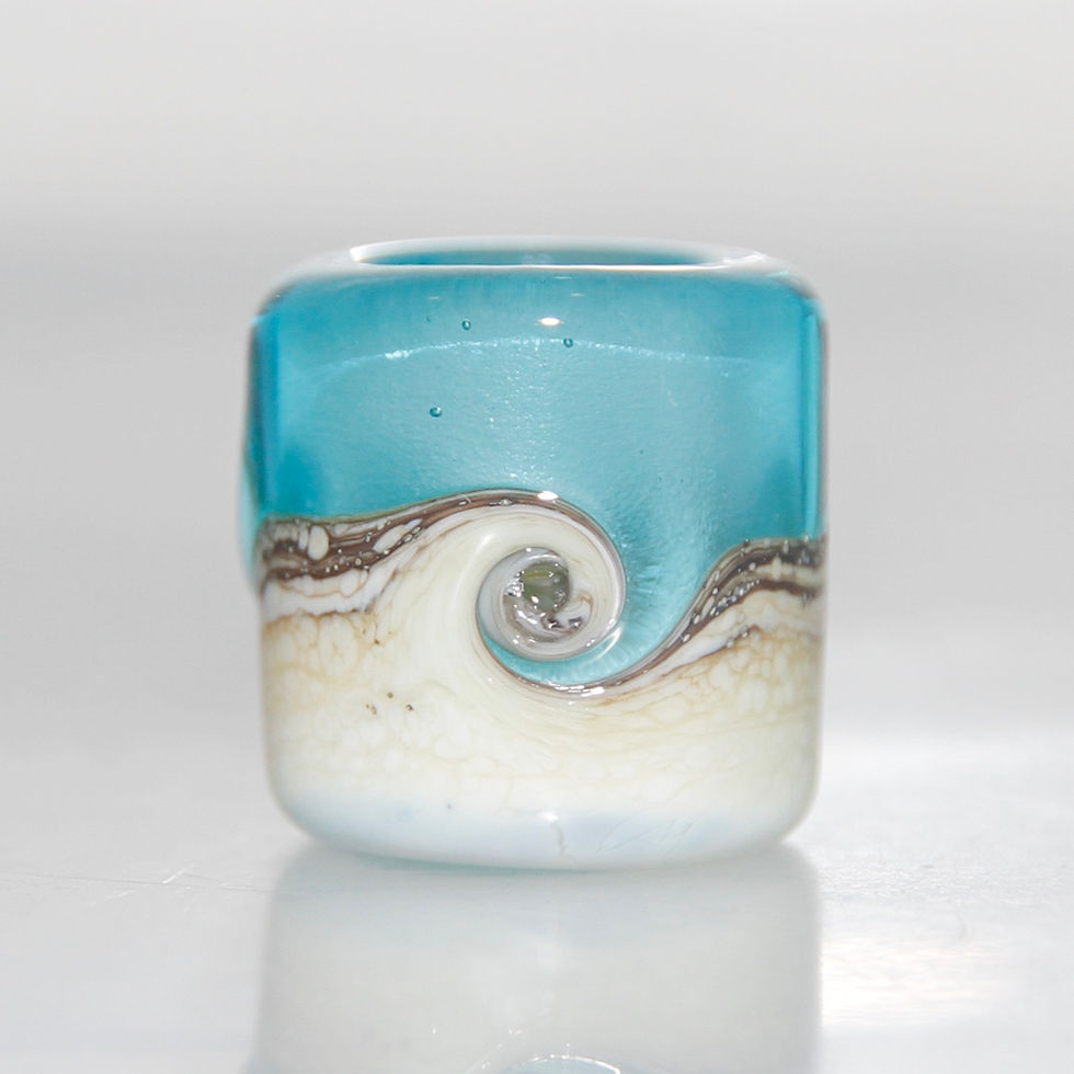 Thumbnail: Crystal Clear Blue Beach Wave Glass Dreadlock Bead 8mm Hole