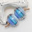 Thumbnail: Striped Blue with Black Thread Lampwork Glass Bead Pair