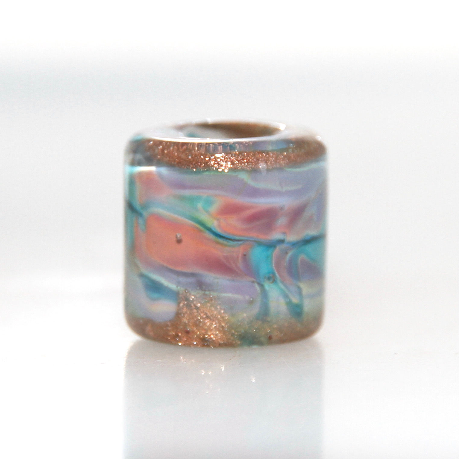 Patchy Autumn Goldstone Glass Dreadlock Bead 5mm Hole