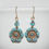 Thumbnail: Czech Glass Light Turquoise Opaque Wildflower with Swarovski Earrings