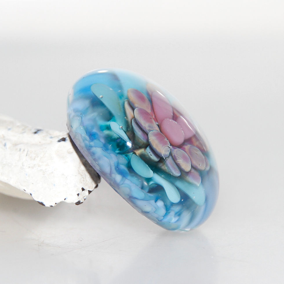 Thumbnail: Rocky Blue Garden Lampwork Glass Cabochon