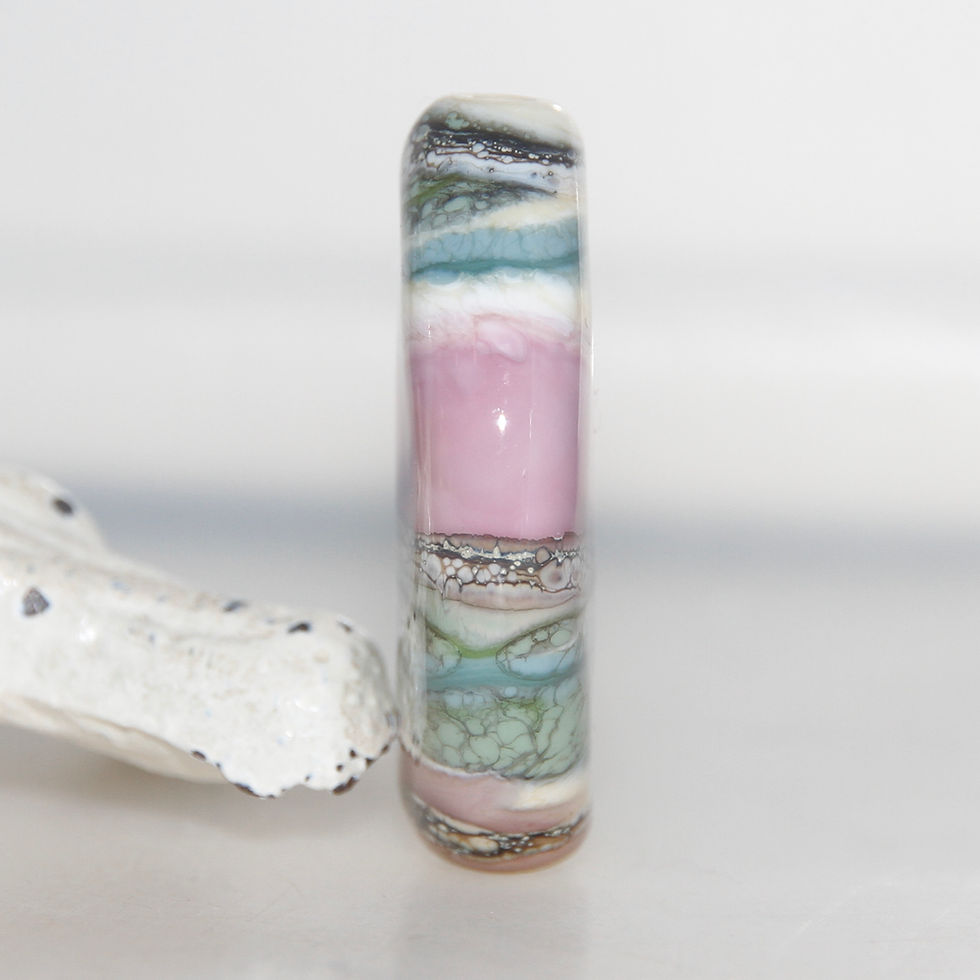 Thumbnail: Pastel Pink and Earthy Organic Lampwork Glass Bead