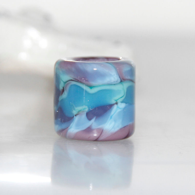 Thumbnail: Grape and Blue Mottled Glass Dread Bead 7mm Hole