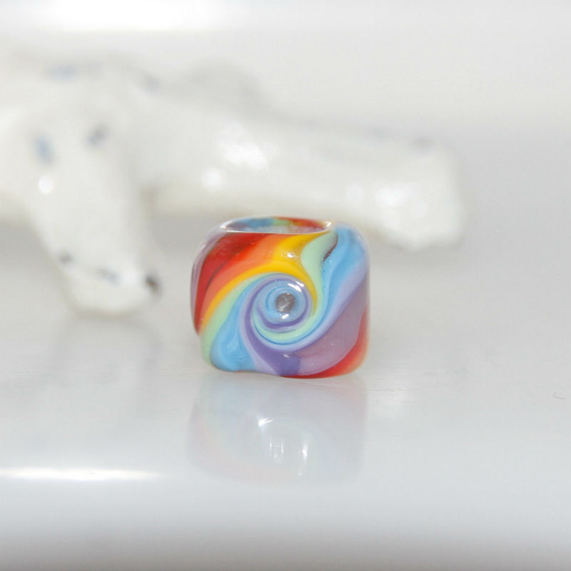 Thumbnail: Rainbow Swirl Dread Bead 5.5mm Hole