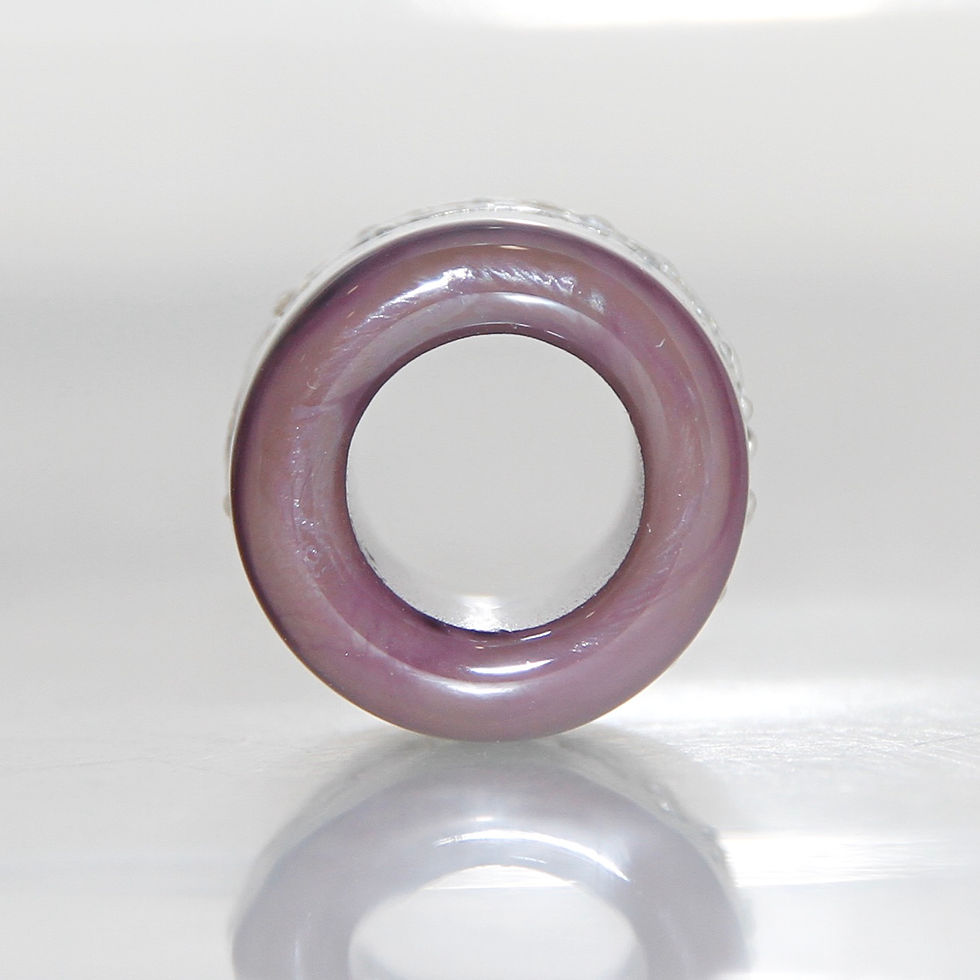 Thumbnail: Dark Purple and Green Organic Ivory Glass Dreadlock Bead 8.5mm Hole