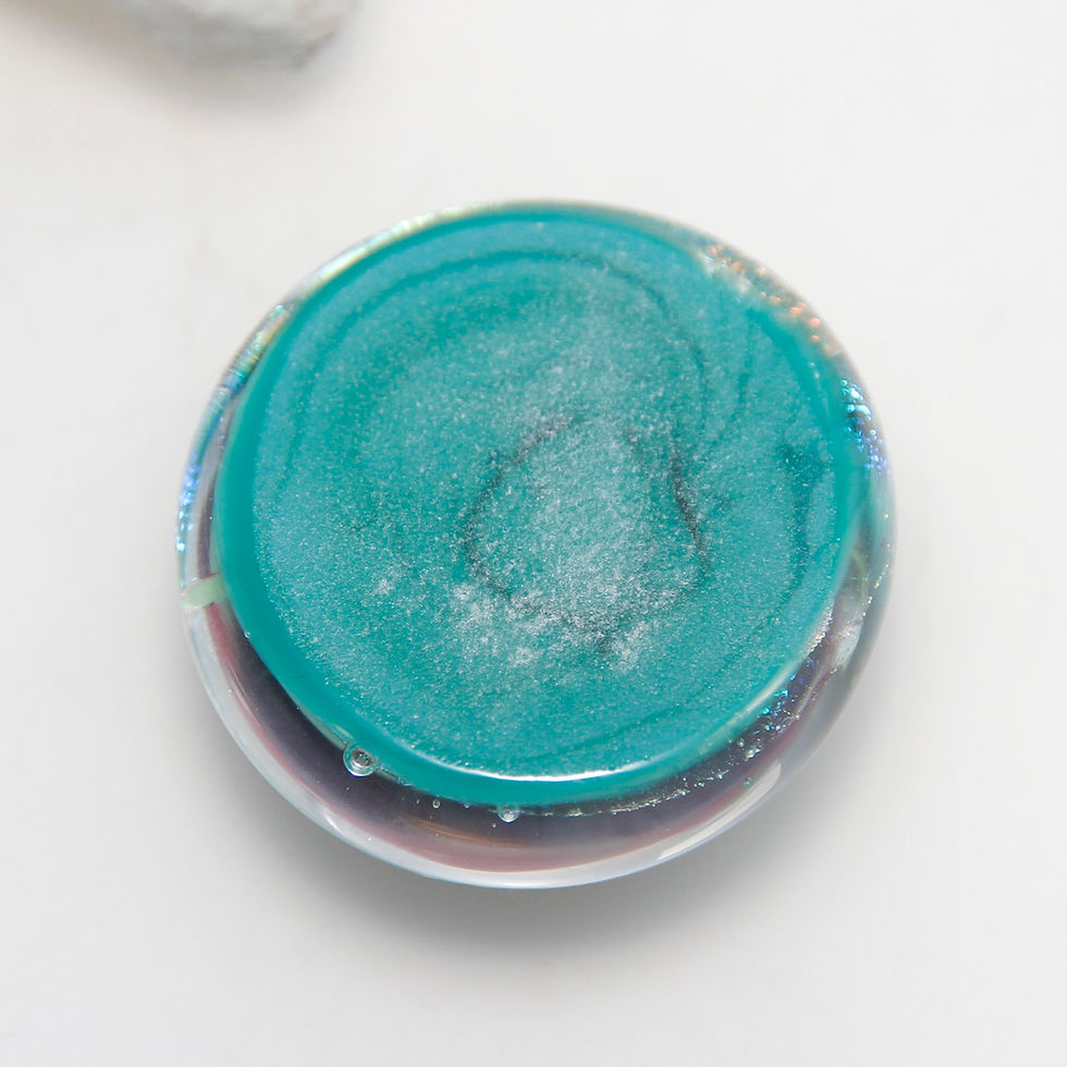 Thumbnail: Rainbow Dichroic Pink Purple Teal Implosion Lampwork Glass Cabochon