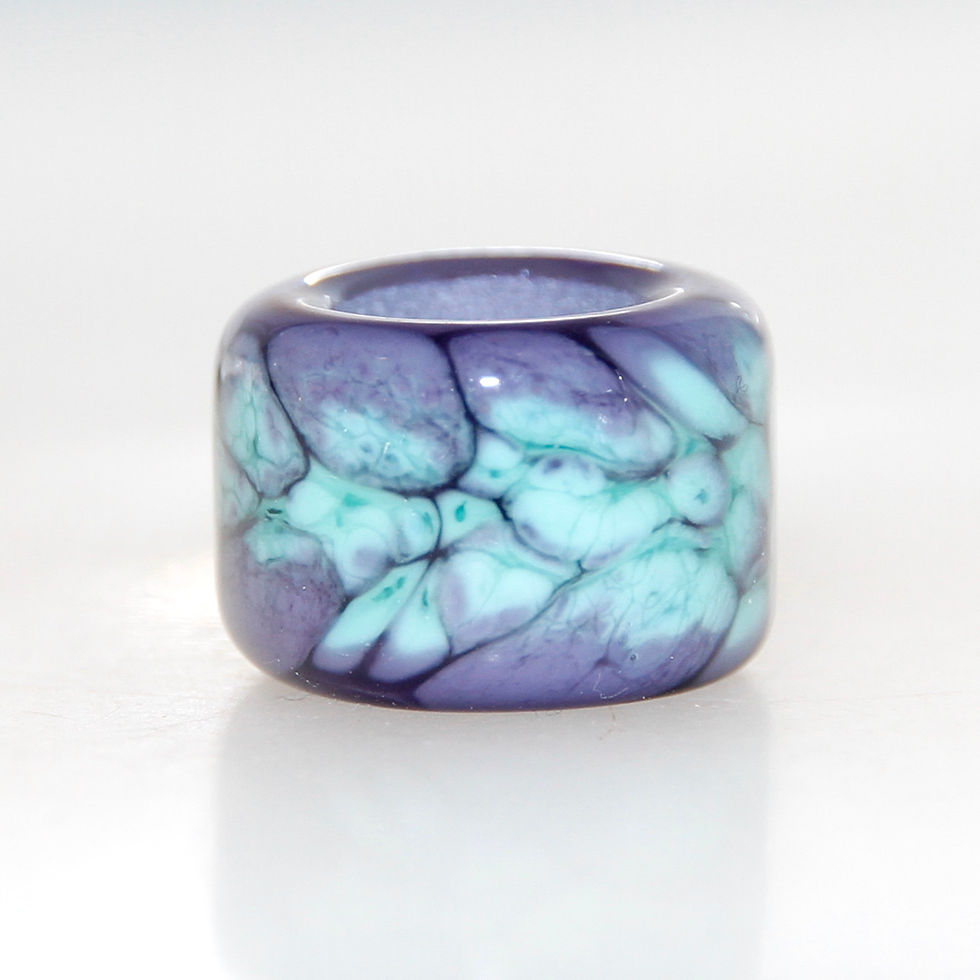 Thumbnail: Dark Purple with Turquoise Speckles Glass Dreadlock Bead 8mm Hole