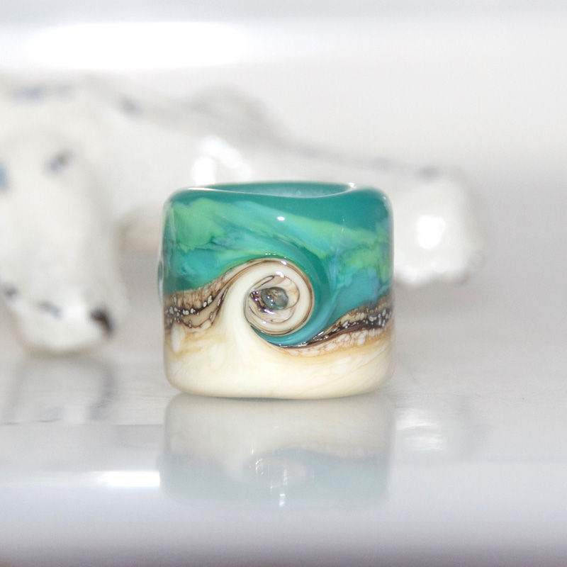 Seafoam Beach Swirl Dreadlock Bead