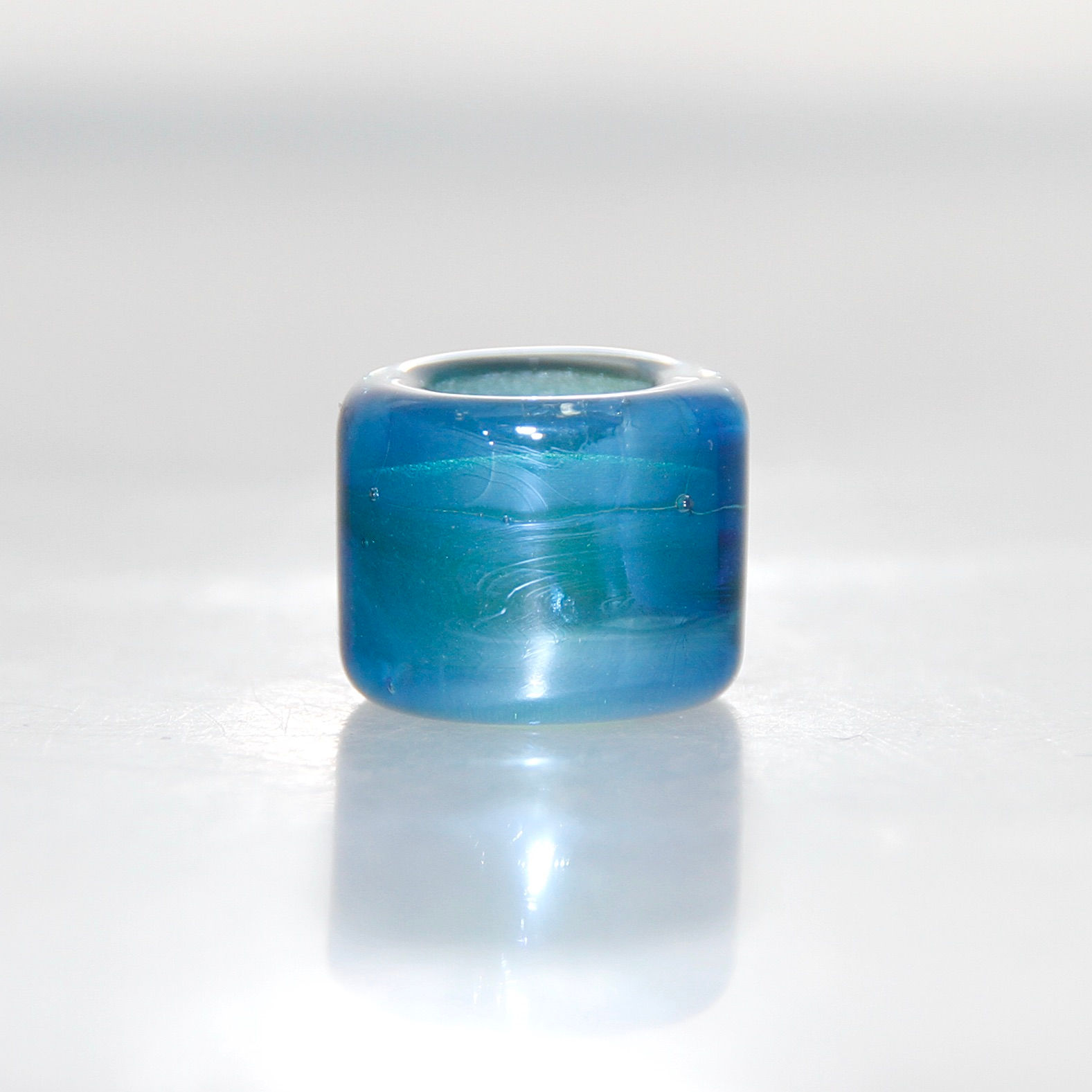 Blue Lustre Glass Dreadlock Bead 7mm Hole
