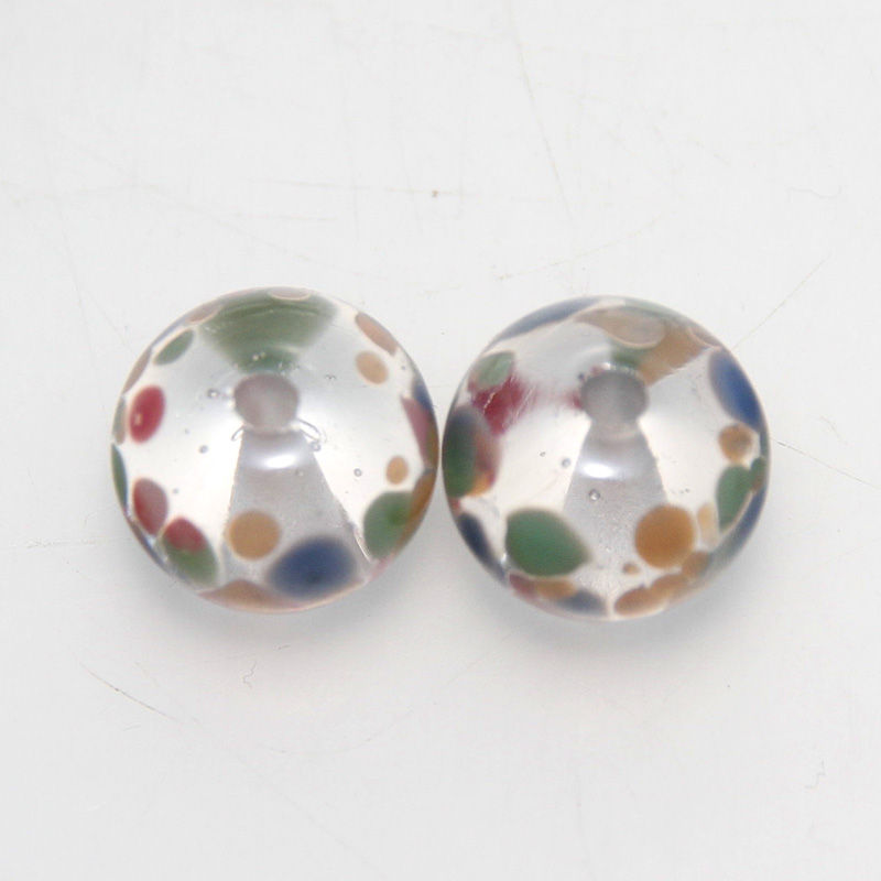 Thumbnail: Faded Speckle Lampwork Glass Bead Pair