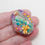 Thumbnail: RESERVED Summer Pink and Yellow Floral Dichroic Lampwork Glass Focal Bead