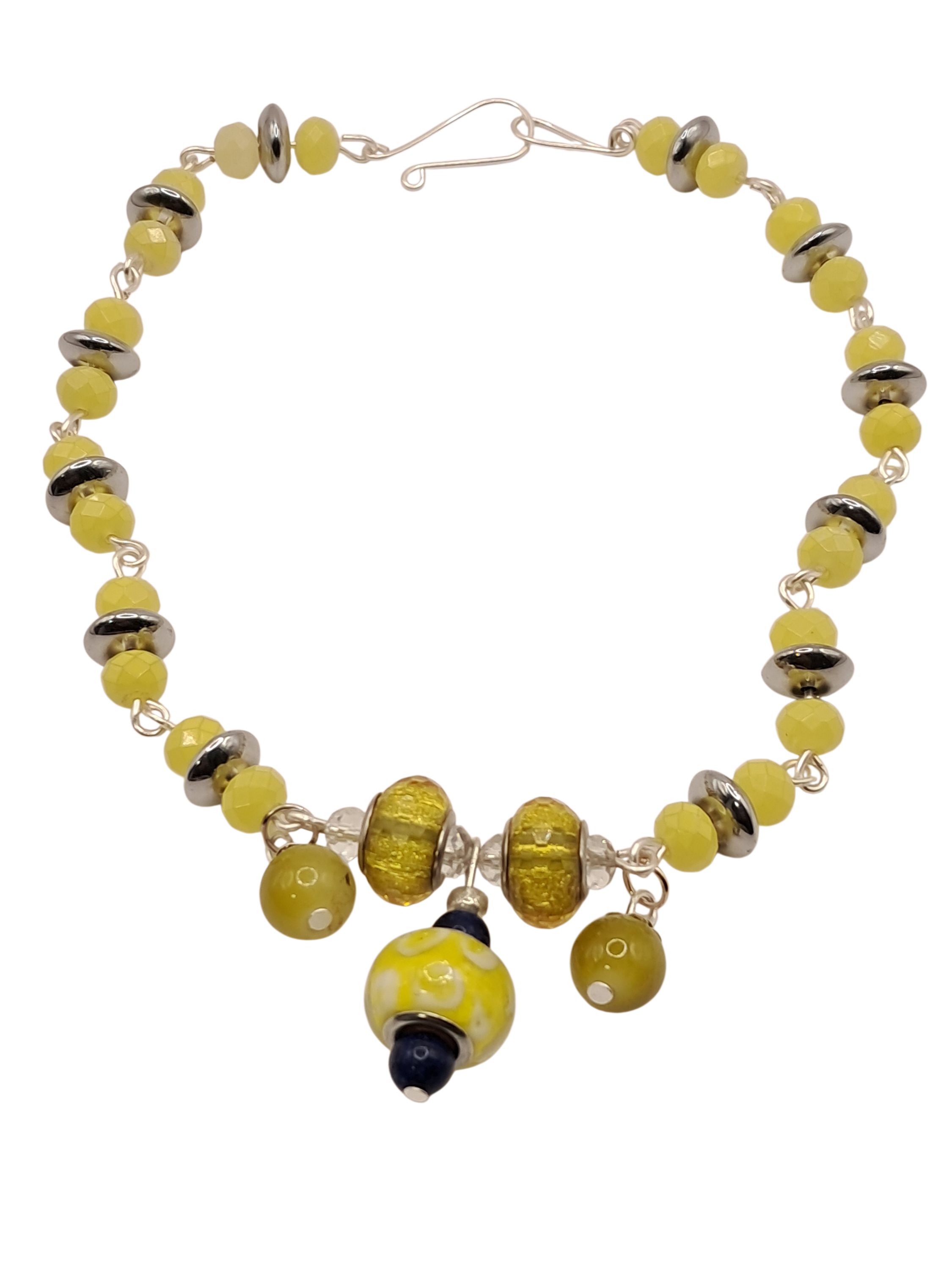 Yellow Charm Necklace #9 Handcrafted OOAK