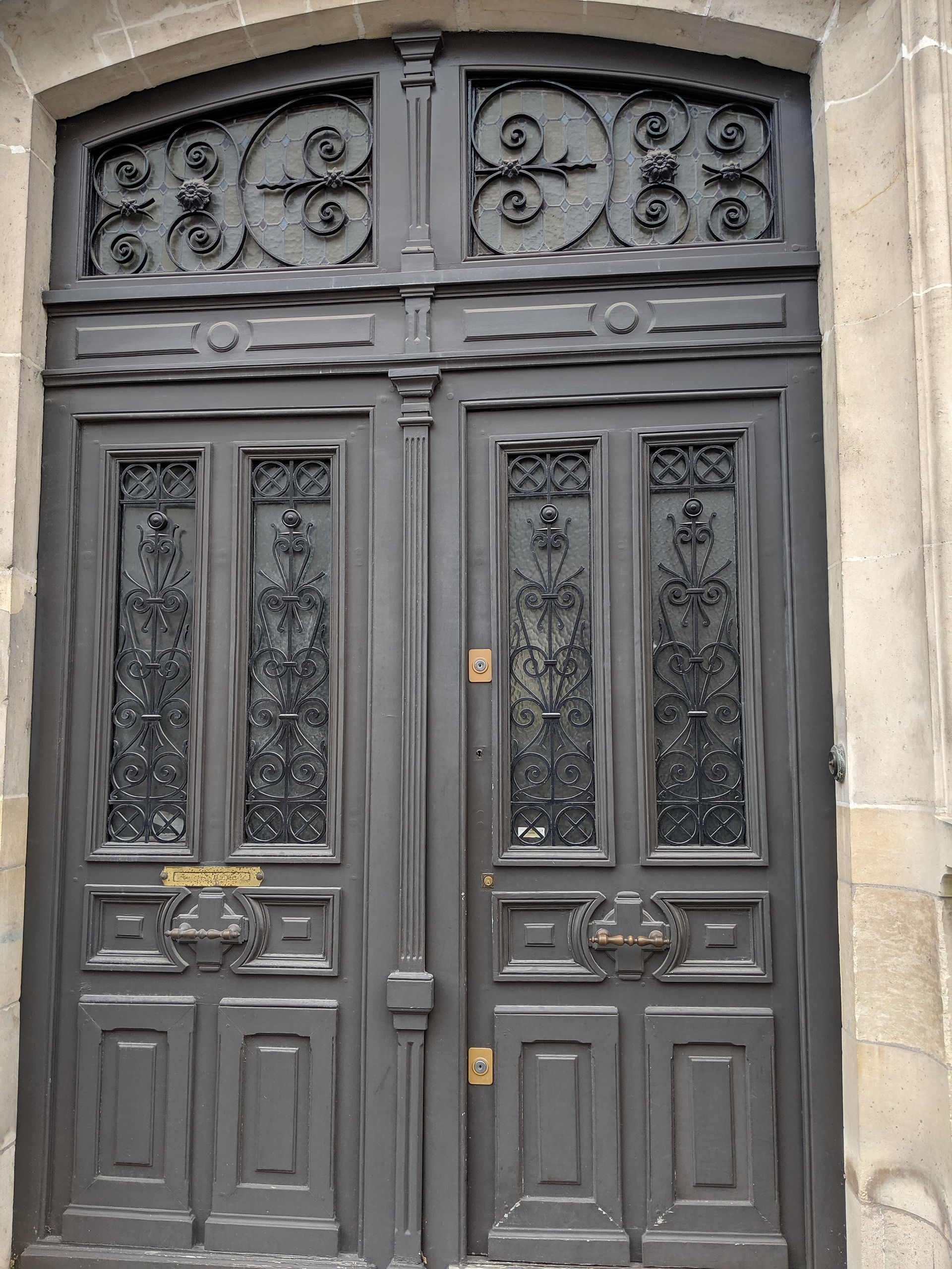 Grey Doors with Wrought Iron Detail in Paris