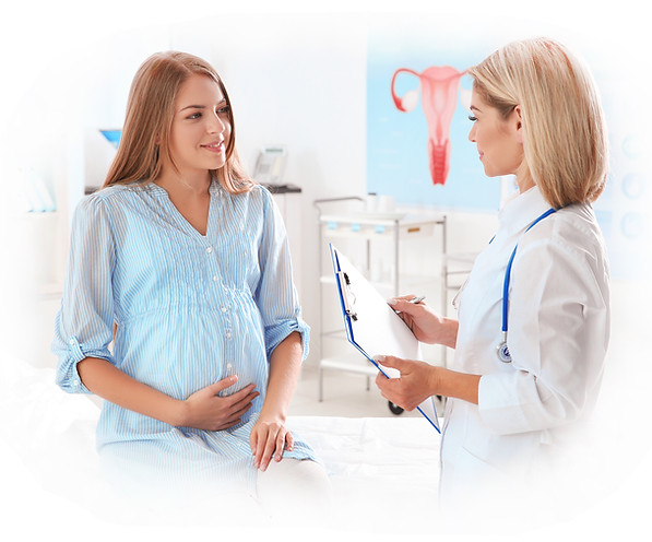 Gynecology consultation. Pregnant woman with her doctor in clinic 1.jpg