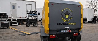 ChargeHives mobile battery energy storage system supporting film and live event production power.
