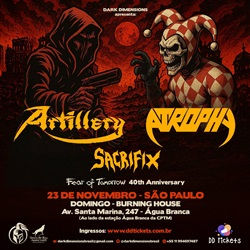Triple dosis de masacre thrash metal: Sacrifix se une a las leyendas internacionales Artillery y Atrophy en directo en São Paulo