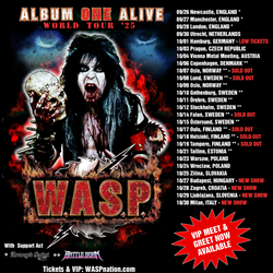 WASP agrega cuatro shows más a la etapa final de la gira europea del álbum ONE Alive, incluida una fecha reprogramada en Italia