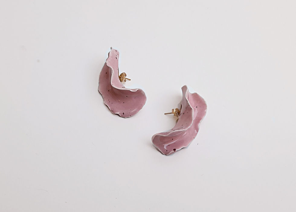 Miniatura: Pendientes de porcelana rosa, Pendientes de cerámica contemporánea.