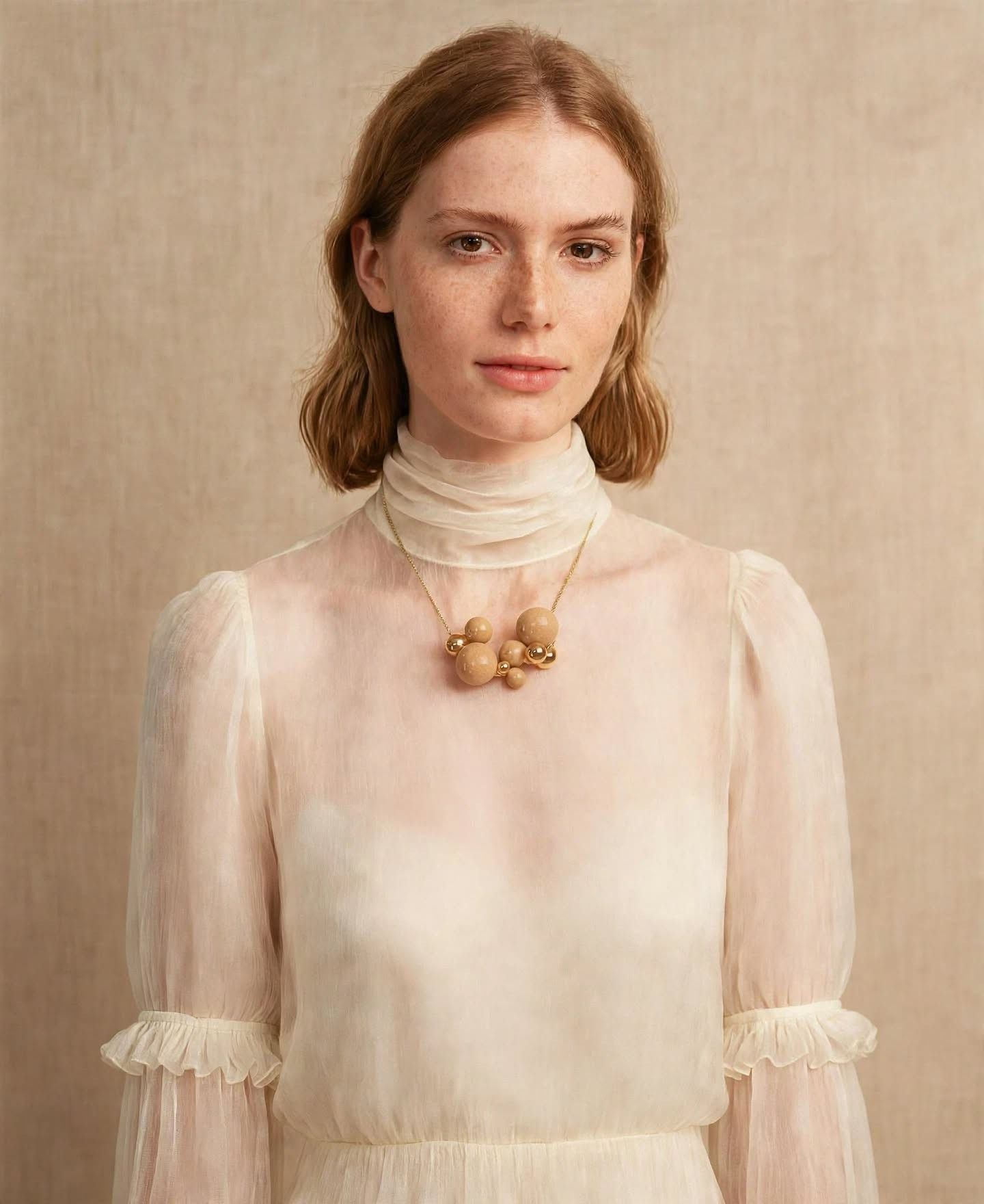 Collar de porcelana y oro, collar de diseño