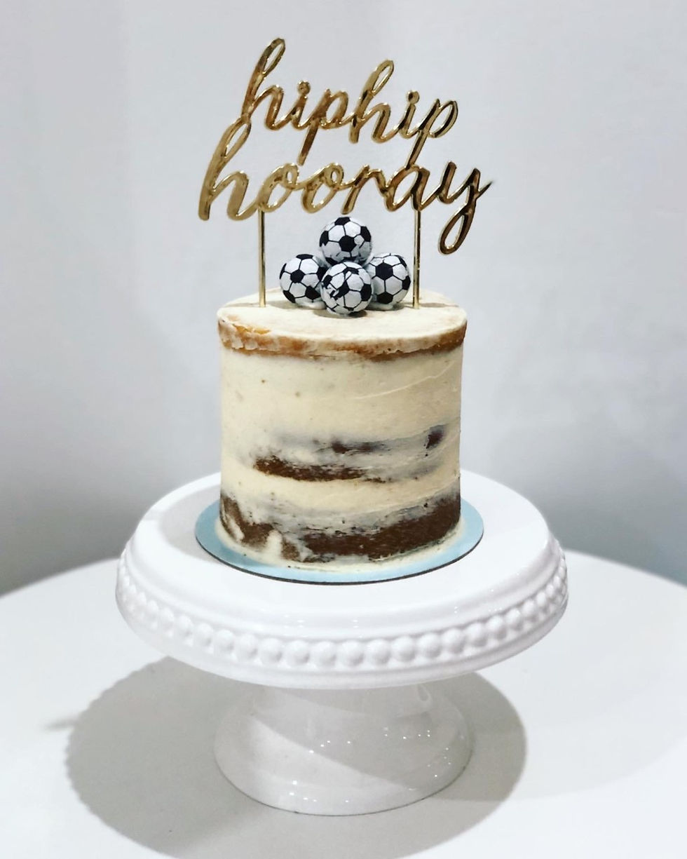 Soccer themed semi-naked cake