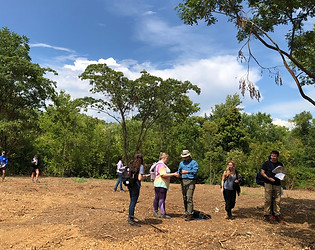 volunteers working on the property