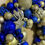 Thumbnail: Royal Blue & Gold Star Luxury Festive Handmade Christmas Bauble Wreath