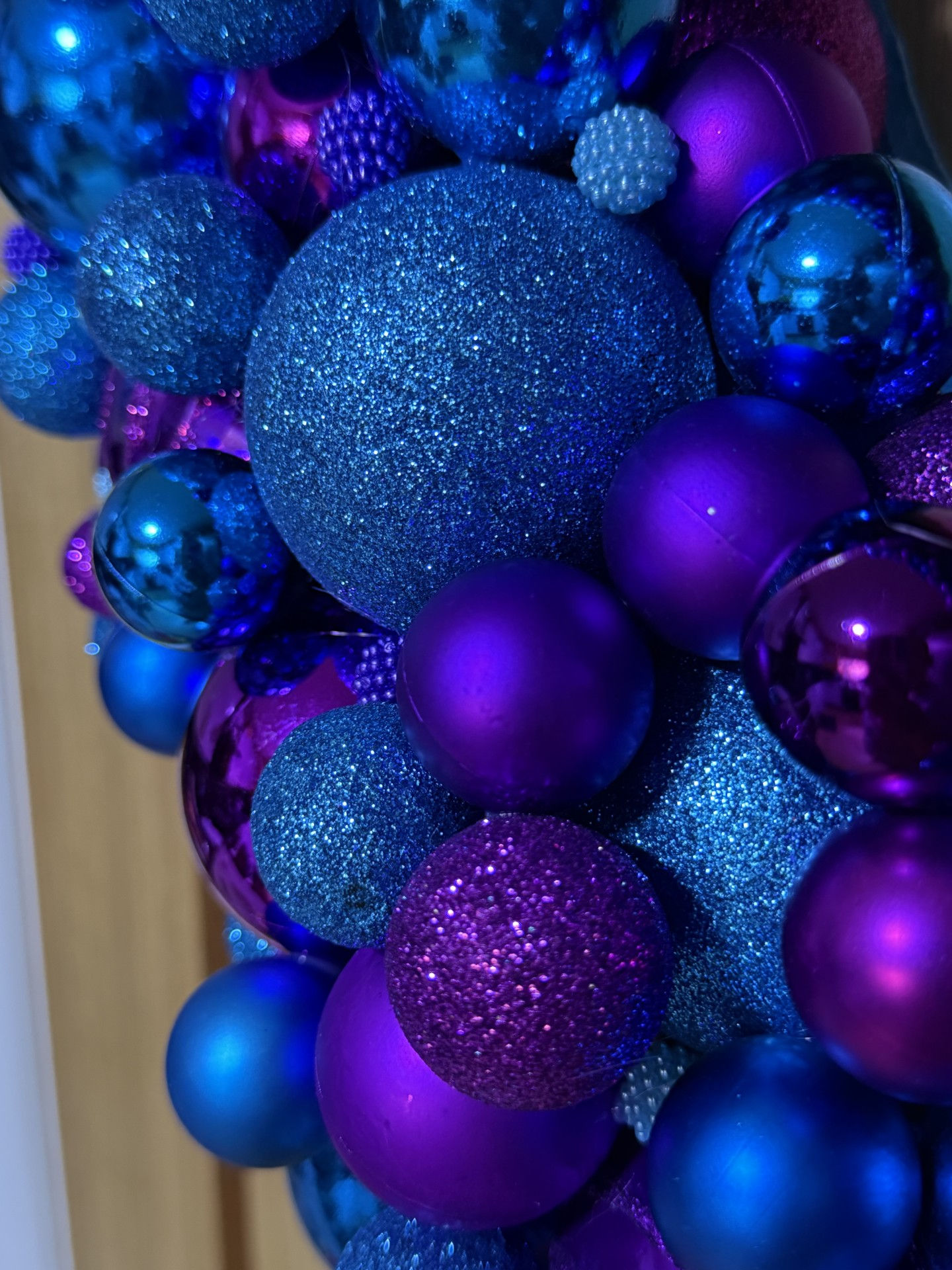 Blue & Purple Luxury Modern Festive Handmade Christmas Bauble Wreath