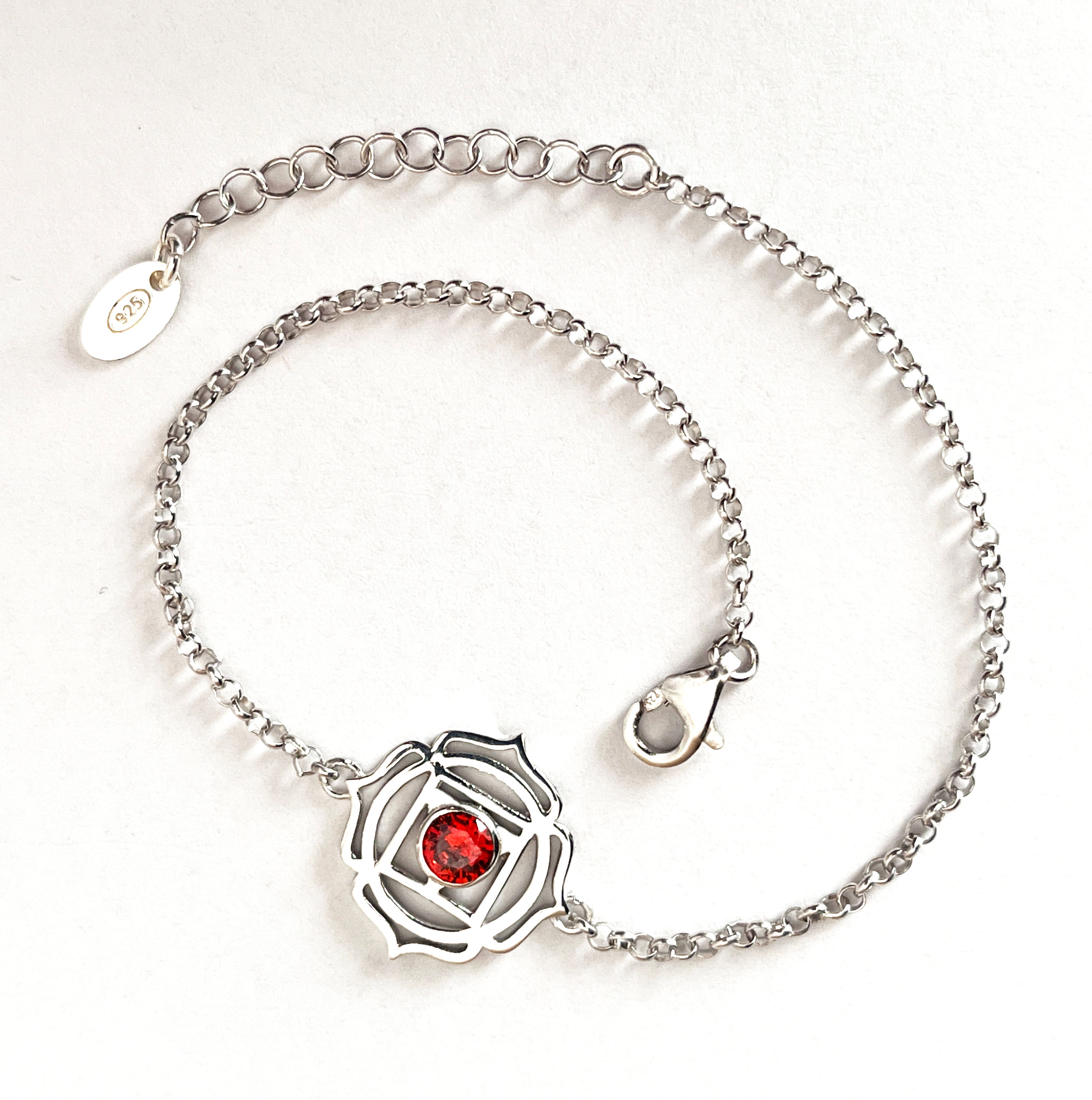 Root Chakra Silver Chain Bracelet