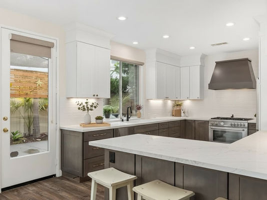 Encinitas Kitchen Remodel: Two-Tone Cabinetry and Peninsula Seating