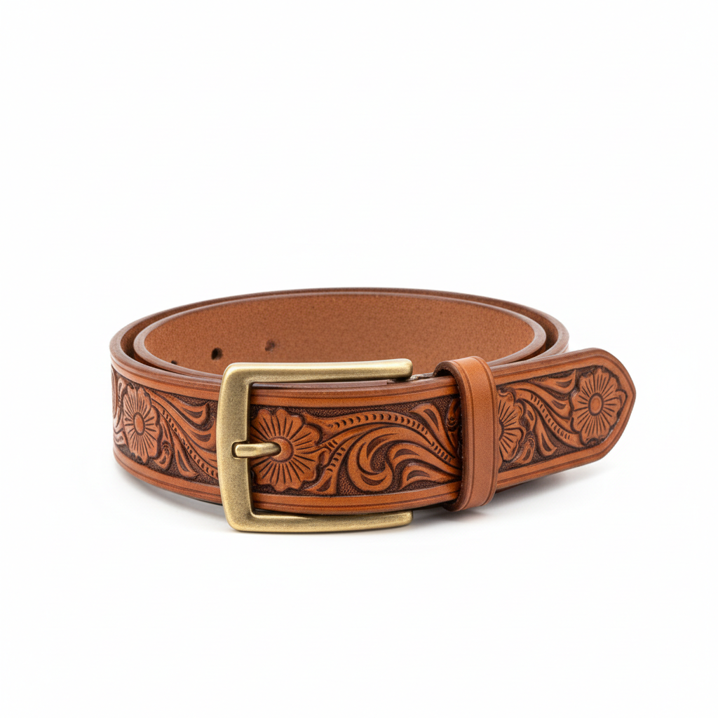 Tooled Leather Belt