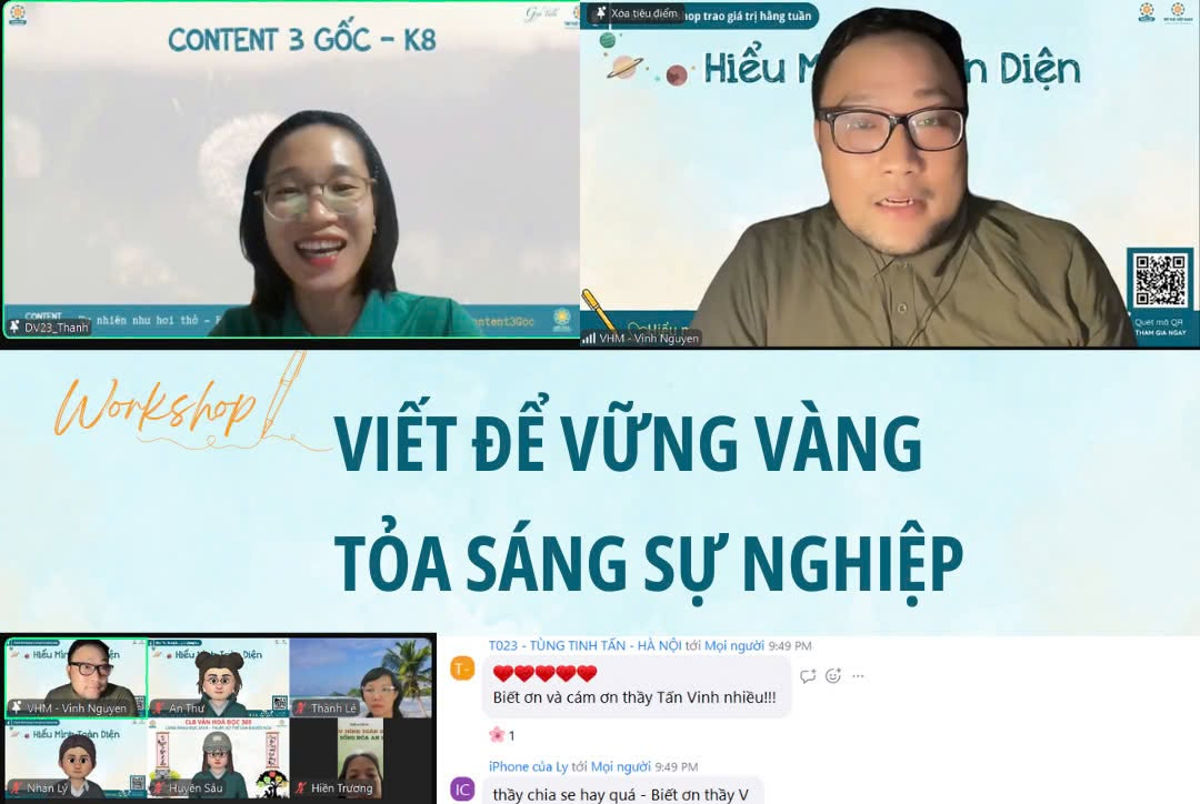 Vinh trong 1 workshop về viết do Viết Hiểu Mình tổ chức