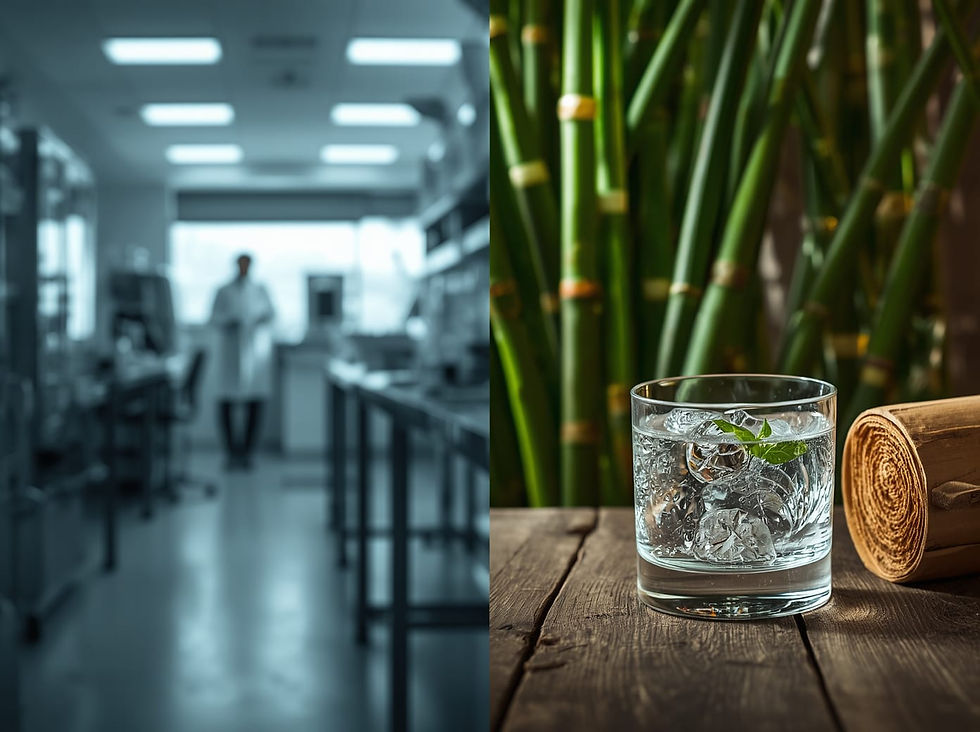 Vista a nivel de planta de producción de bebidas tradicionales con controles de calidad