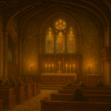 Photo of people sitting in pews of sanctuary during Anglican church service