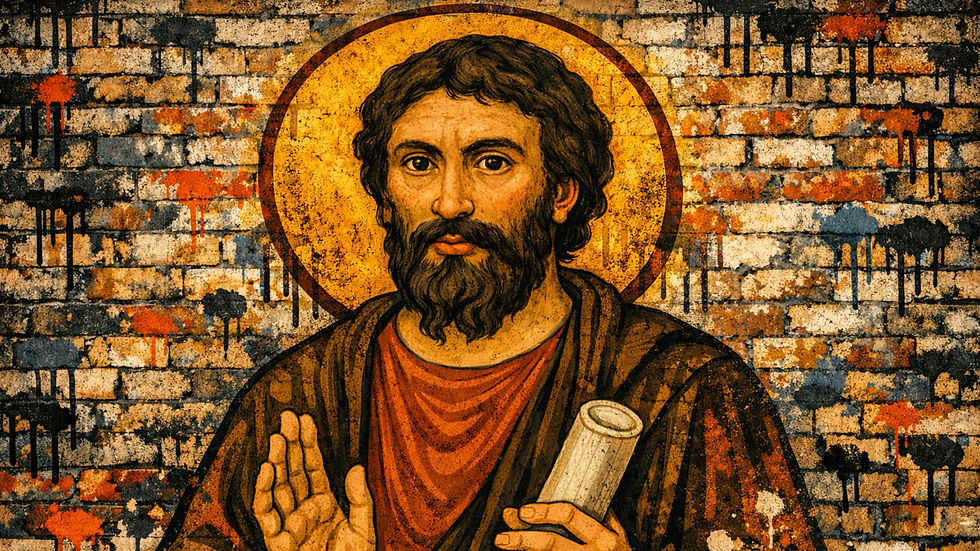 Artistic depiction of Justin Martyr teaching or debating as a Christian philosopher.