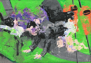 Acrylic on wallpaper 25.5x18 cm