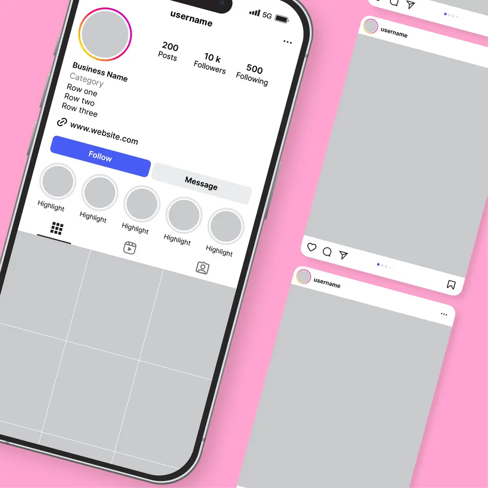 Instagram mockup scene layout