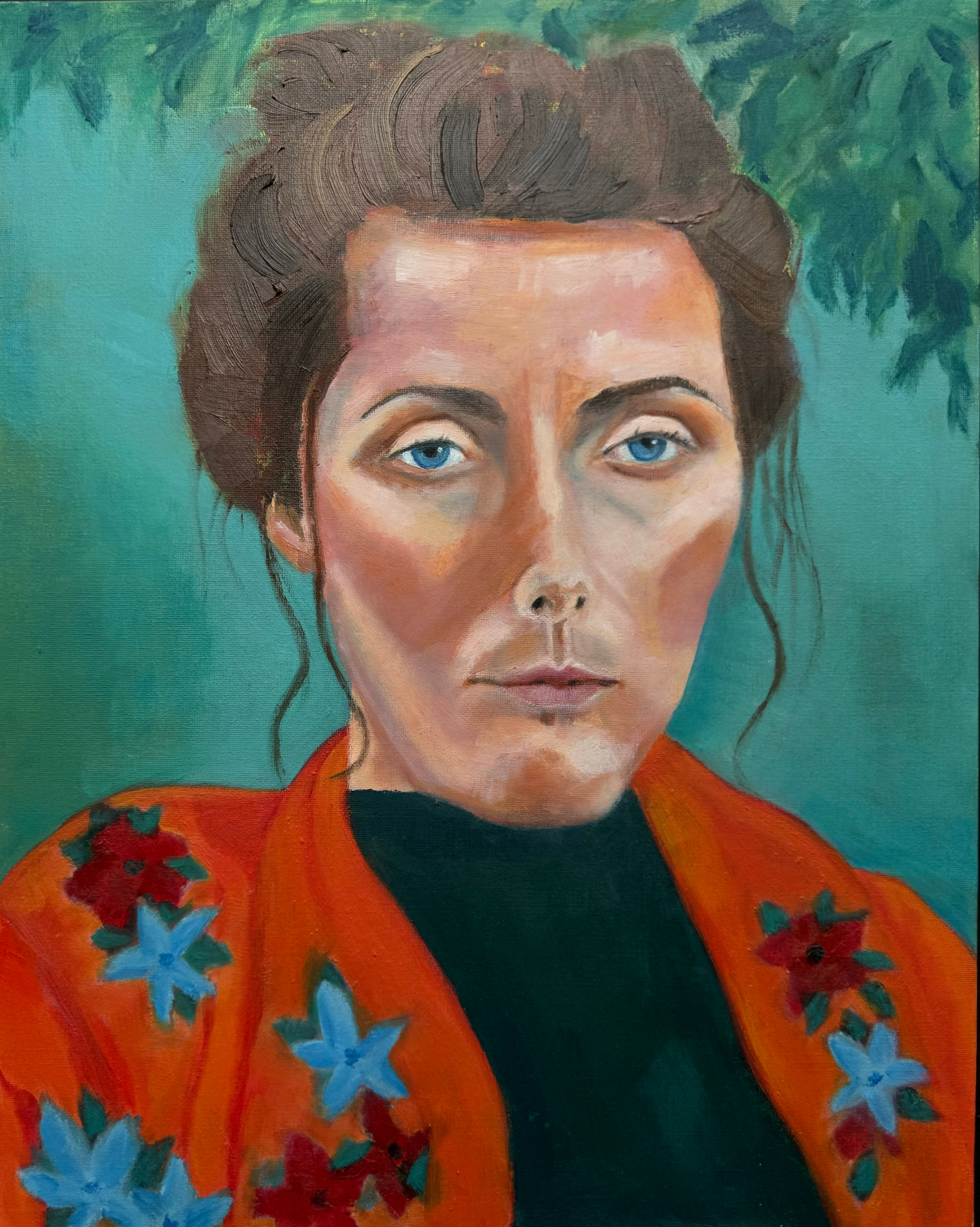 Woman in green light