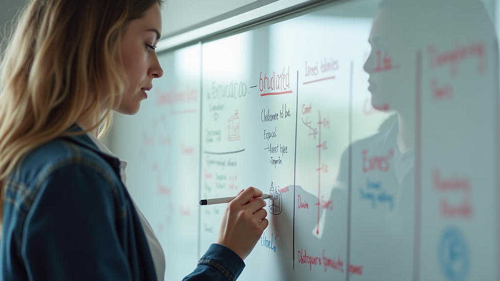Close-up view of a brainstorming session on a whiteboard