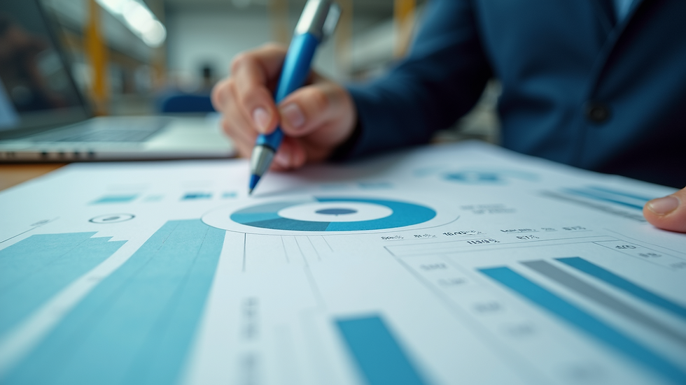 Close-up view of a manufacturing consultant analyzing process charts
