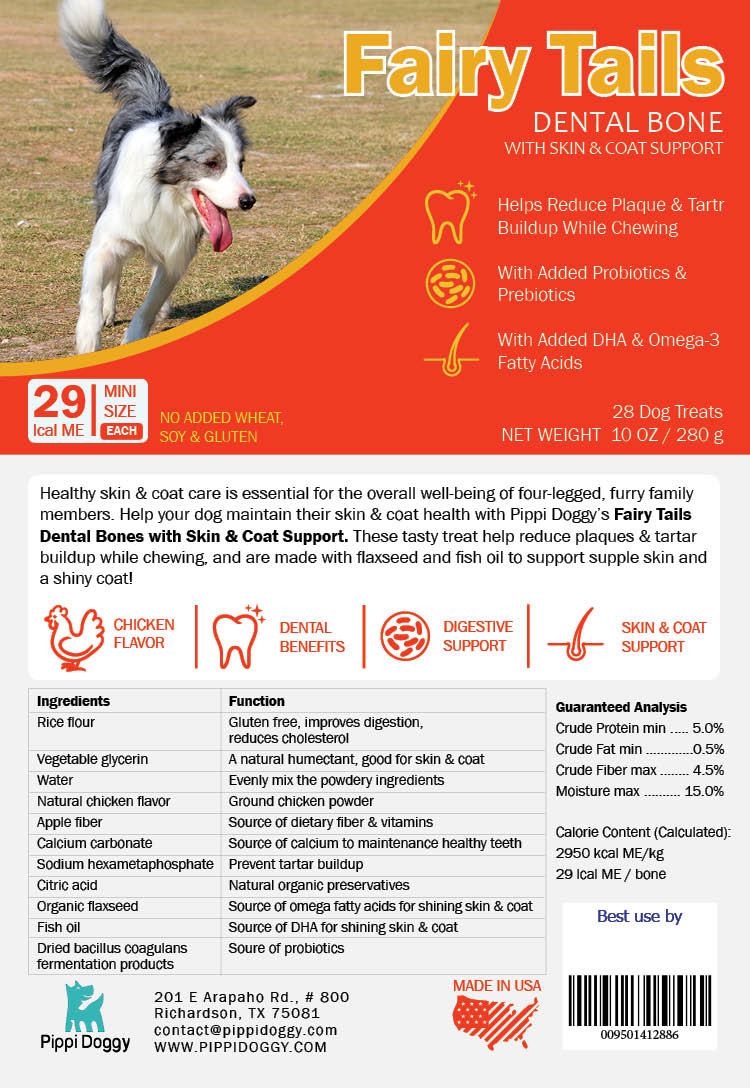 Pippi Doggy Fairy Tails Dental Bones with Skin & Coat Support (28 bones)
