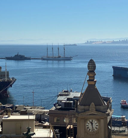 View of the port of Valparaíso from one of the hills overlooking the city.